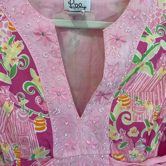 Lillly Pulitzer Jungle floral & bead Embroidery dress tunic - Picture 11 of 14
